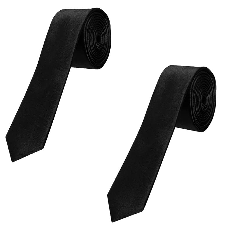 Pranavi Collection Satin Tie,Black Colored Necktie pack of 2-picture-48