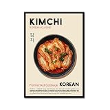 Arte de pared de cocina – Póster de lienzo clásico de varios países, ramen sushi japonés, pizza, kimchi coreano, panqueque, croissant, bola de masa china (SKU5, 30 x 40 cm, marco de metal negro)
