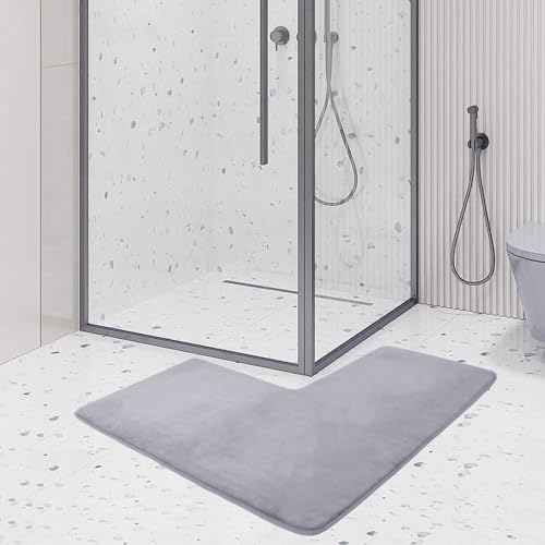 Tapis absorbant doux et antidérapant format L pour douche d'angle