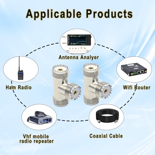 Adaptador UHF PL259 antena conector T 3 vías pack x2 miniatura 4
