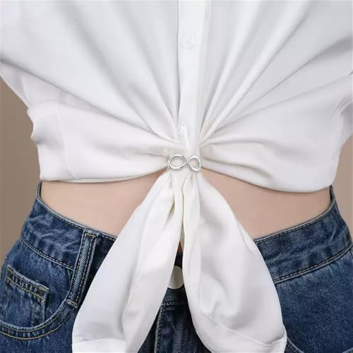 Image of Round Infinity Silk Scarf Ring Brooch for Women Fashion Circle Chain Shawl Scarves Buckle Clip Brooches Band Rings Size 12 Dainty Dress Accessories Jewelry
