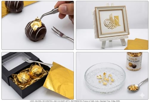 Image of Aluminum Foil Chocolate Wrappers - Candy Wrapping Sheets for DIY Chocolates, Sweets & Gifts | Food-Grade, Decorative & Easy-to-Use Foil Wraps (Golden, Pack of 1 (250 Counts))