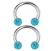 Produktbild KJM FASHION 2 STK Chirurgischer 316-l-stahl Circular Barbell 1,2mm 16g 8 mm 5/16 Inch 3mm Aquamarin Ferido Kristall Kugel Tragus Ohrringe Piercing Schmuck 2149