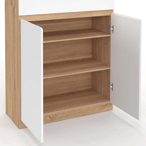 Armoire à chaussures 24 paires TOMI 4 portes 1 tiroir façon hêtre et - vue 7