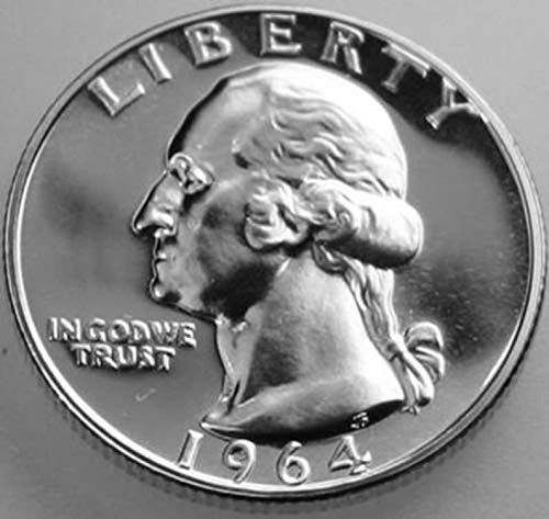 1964 No Mint Mark Washington Silver Quarter Proof 1964 Washington Quarter Proof 90% Silver Gem Brilliant US Coin Quarter Seller Proof