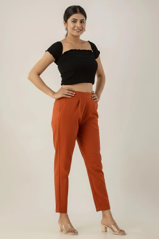 Image of Regular Fit Cotton Woman Trousers Pants Kurti Pant Casual Daily Formal Office Use
