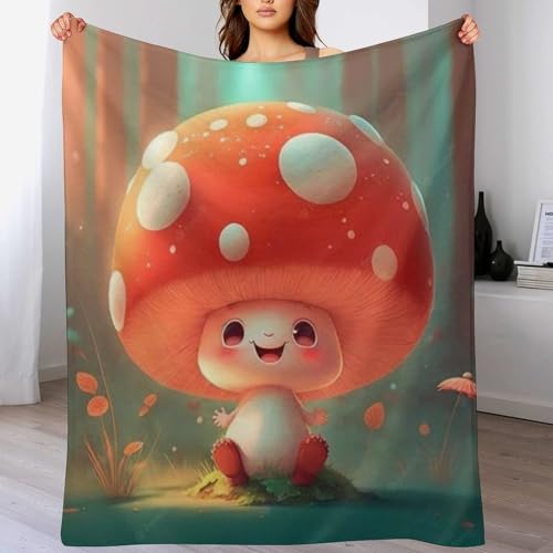Couverture polaire flannel motif champignon 3D 150x200 cm