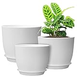 UOUZ Macetas grandes modernas 12/10/9, color blanco