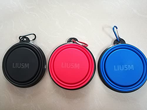 Liusm 3 Pack Collapsible Pet Bowl, Food Grade Silicone Foldable Expandable Cup Dish For Pet Dog Cat Food Water Feeding Portable Travel Bowl With Free Carabiner #TOP4