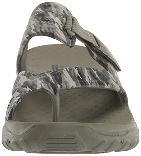 Skechers Skechers Women's Foamies Reggae - Retreat Flat Sandal, Olive Multi, 10