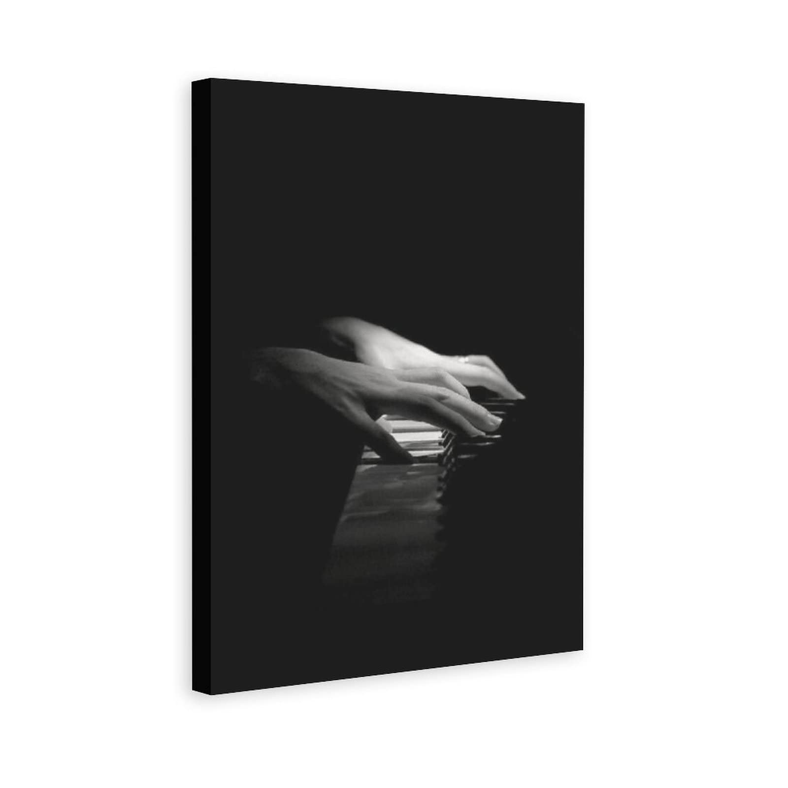 SDMFUNS Hands Playing Piano Black and White Piano Canvas Poster Wall Art Decor Print Picture Paintings for Living Room Bedroom Decoration 16x24inchs(40x60cm)