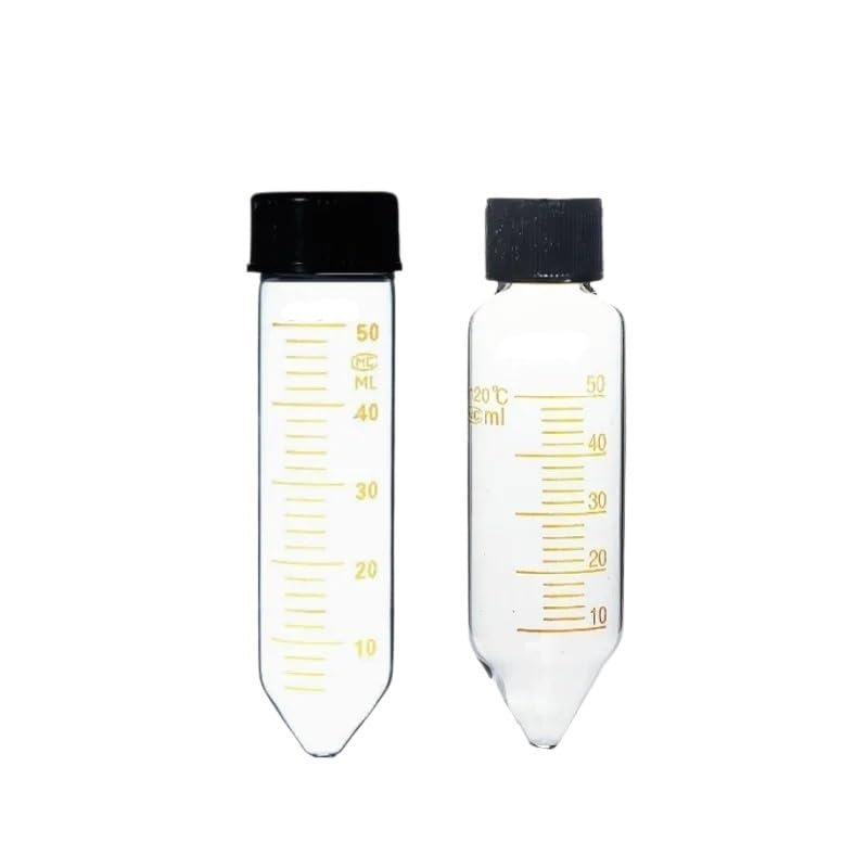 Laboratory Glass centrifuge Tube, 50ml Glass Test Tube, with Screw Cap and Graduated Bottom tip/Heat-Resistant Circular 5/PK(J003406-10)