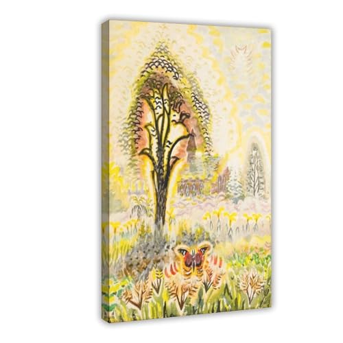 Toile papillon amiral rouge Charles Burchfield cadre suspendu haute qualité