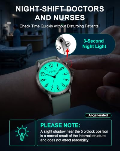 Image of CIVO Night-Light Nurse Watches for Women: Easy-Read Analog Waterproof Watch