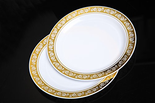 Home Value 7.5" Elegant Round Plastic Dinner Plates, White and Gold, 120 Count