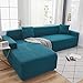2 Pezzi Copridivano angolare elasticizzato 3 posti e 5 posti, Telo copridivano chaise longue all-Inclusive antigraffio, Bambini da compagnia per la protezione divano del soggiorno,Bluestone blue