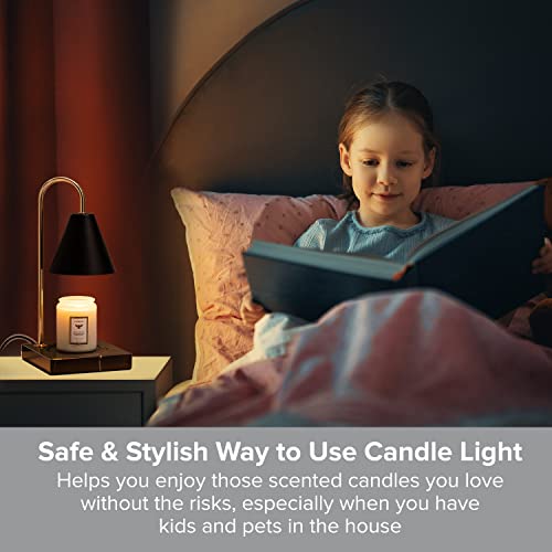 Candle Warmer - Elegant Candle Lamp With Dimmer Switch & Light Bulb - Candle Wax Warmer For 3 Wick Candle & Candle Jars - Plug In Wax Warmer - Black Candle Holder With Black Marble Base (1-Pack) #TOP3