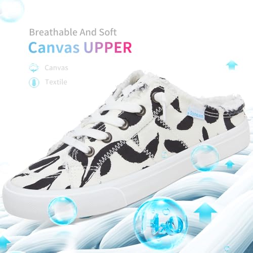 Image of Obtaom Women Canvas Mules Memory Foam Clipper Fashion Sneakers Comfortable Slip-On Mule Backless Holiday Shoes