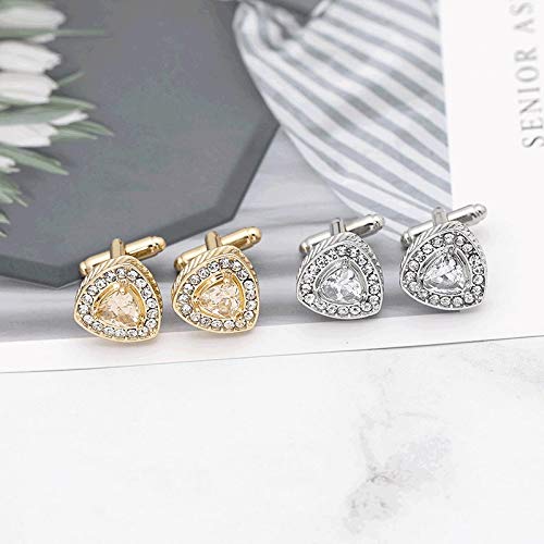 Hot Classic Manschettenknöpfe for Herren Damen Crystal Fashion Triangle Cuff Accessoires Shirt Cufflink (Color : Gold)