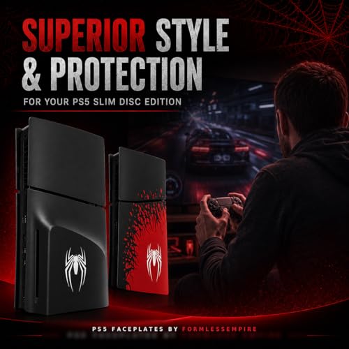 Image of Faceplate for PS5 Side Shell Plates PlayStation 5 Slim Disc Edition Console Spider Replacement Accessory Case Cover Black Plate Anti-Scratch Dust Cover Skin Protector