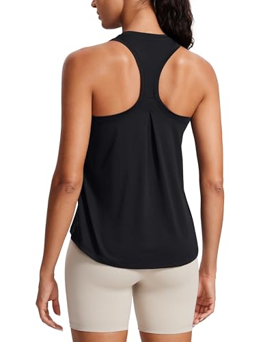 CRZ YOGA Womens Racerback Yoga Tank Tops High Crewneck Soft Casual Workout Sleeveless Flowy Shirts
