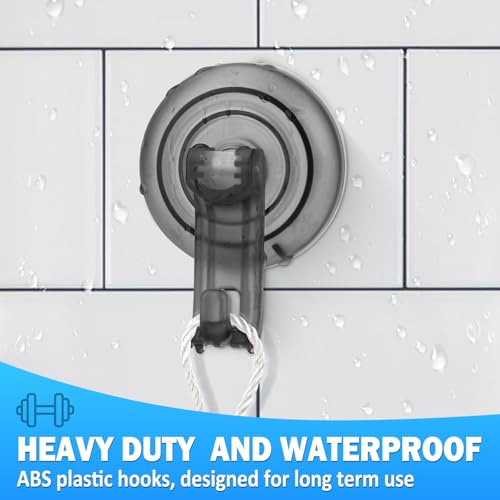 TACGEA Suction Cup Hooks for Shower, Powerful Vacuum Shower Hook for Towel, Robe, Loofah - Reuseable and Removeable Bathroom Hook, Gray, 6 Pack — view 4