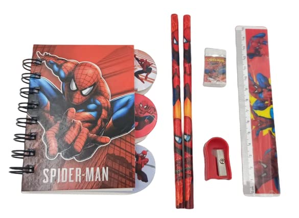 HARBAN MART Spiderman Spiral Mini Diary with 2 Pencils 1 Ruler 1 Eraser ...