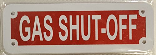 Gas Shut Off Sign (Red Reflective, Aluminium 2X6) #TOP3