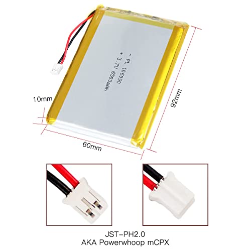 YTKavq 3.7V 6500mAh 106090 Lithium Polymer Ion Rechargeable Lipo Battery with PH 2.0mm Connector - Thumbnail 2