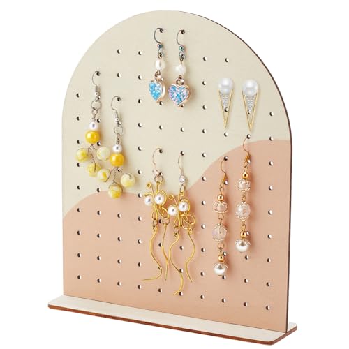 PH PandaHall Wood Earring Display Stands, 106 Holes Earring Holder Organizer Arch-shape Stud Earring Holder 2 Tones Jewelry Rack for Personal Usage Retail Trade Craft Show Exhibition