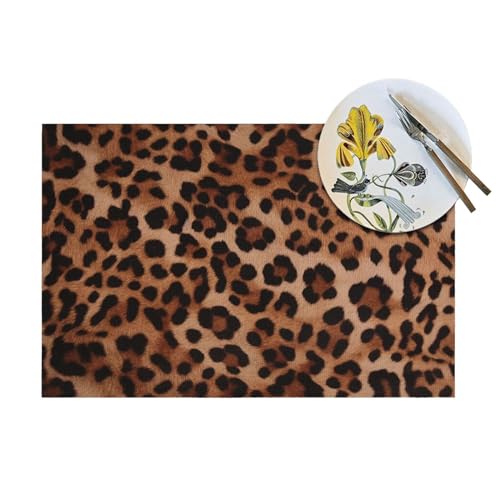 Sets de table tissés anti-tache léopard pour protéger votre table