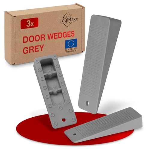 LouMaxx Door Wedge, Set of 3 Door Stopper Floor Grey, Non-Slip Rubber Door Wedge, Door Stopper Wedge, for All Floors