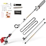 Gas Pole Saw 58CC 2-Cycle Powerful Gas Powered Pole Saw with 11.5 in Cutting Bar for Tree Trimming, Extendable Pole Reach to 16 FT Height Branches Pruning