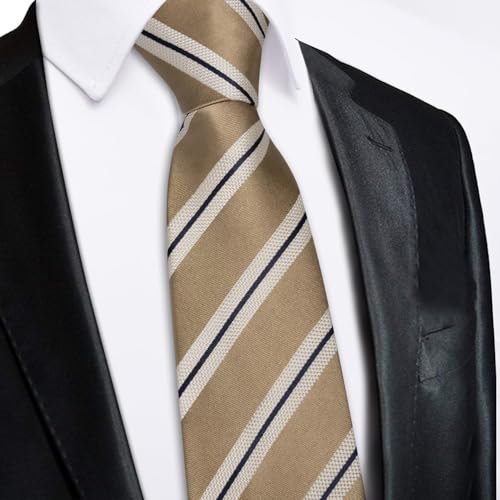 Image of Hi-Tie Zipper Ties for Men Pre-tied Tie Set Lapel Pin Pocket Square and Cufflinks Formal Business Wedding Adjustable Necktie
