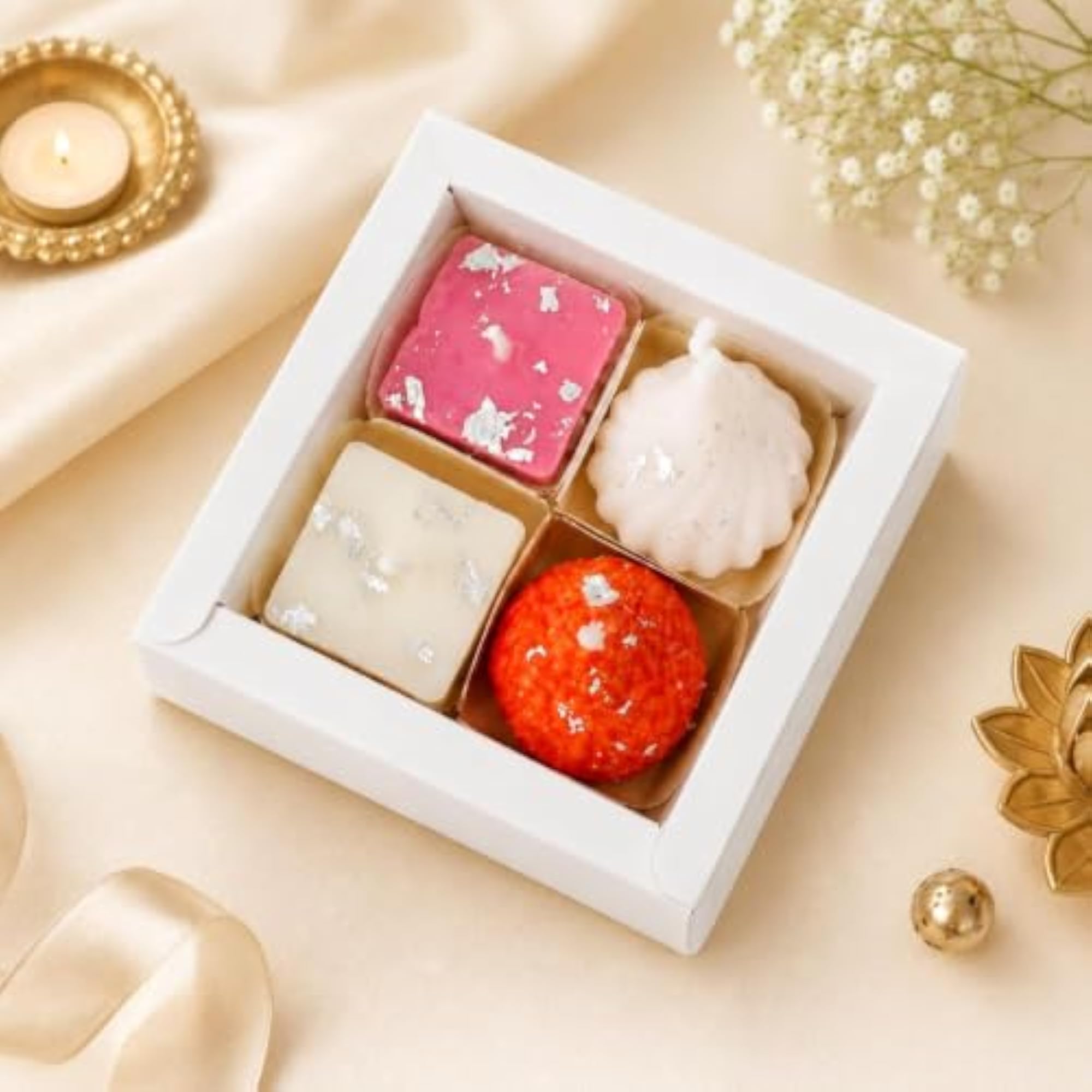 Handcrafted Mithai Shaped Scented Candles Diwali Gift Box