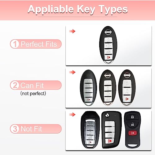 Image of Pangpai Pink Key Fob Cover for Nissan, Soft TPU Key Protection with Keychain Fit for Altima Rogue Sentra Pathfinder Frontier Maxima Titan Murano Kicks Juke Versa Armada GTR 370Z Leaf