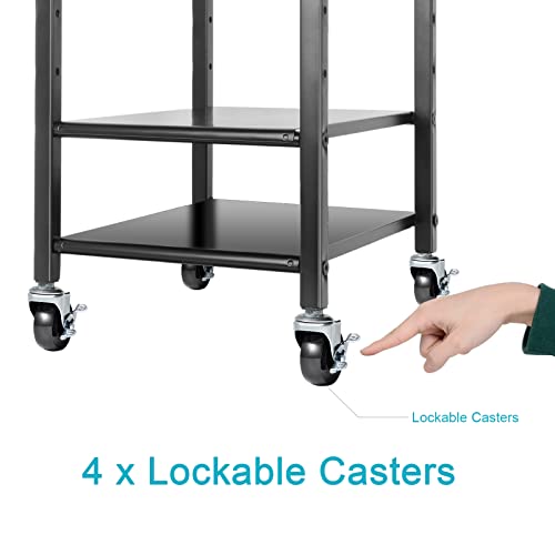 Computer Tower Stand, 360Tronics Adjustable Desktop Atx-Case Cpu Holder, 2-Tier Pc Rolling Stand Mobile Steel Desktop Case Stand Cart With 4 Locking Wheels For Office Home, Black #TOP7