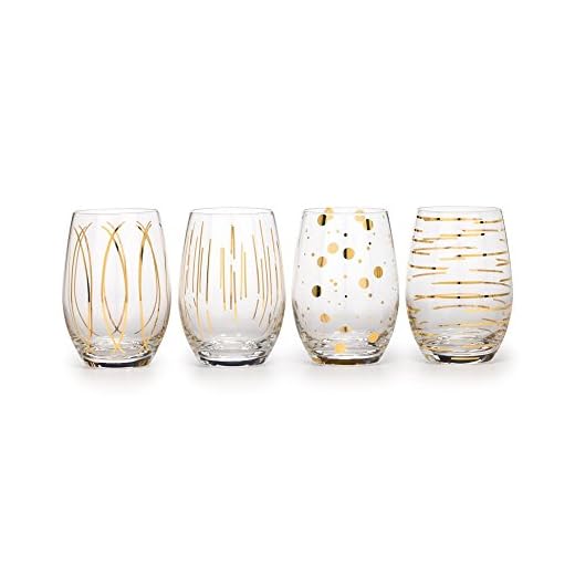 MIKASA - Copas de cóctel para brindis, 290 ml, Juego de 4 Unidades, Dorado, 19.5 x 20 x 14 cm