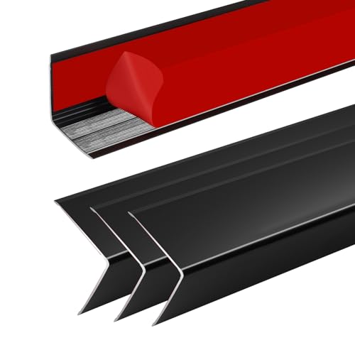 Image of 4Pcs 57 inch Black Metal Corner Protector, L-Molding Corner Guards for Walls, Cabinets, Baseboards, Furniture Decorative Trim, Size 57 inch x 1 inch (Pack of 4)