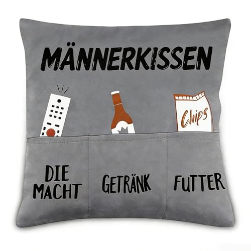 teikart Männerkissen mit Taschen Geschenke 45x45cm Geschenke für Männer