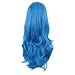 MapofBeauty 28 Inch/70 cm Women Side Bangs Long Curly Hair Cosplay Synthetic Wig (Mixed Vivid Blue)