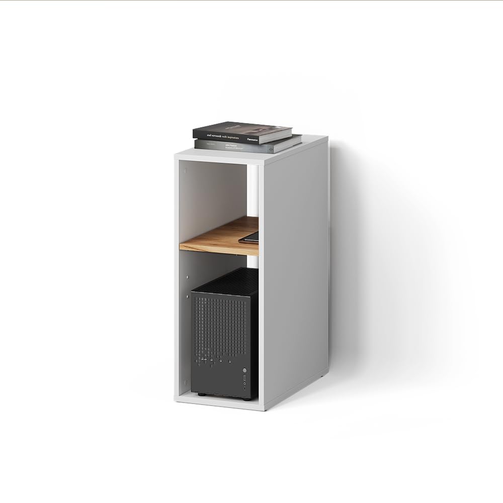 Livinity Armario para PC Lorena, Roble Blanco/Dorado, 28.5 x 72 cm con 2 Compartimentos