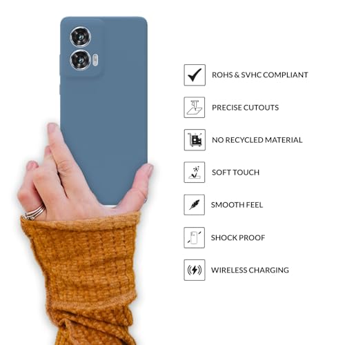 Image of SPRIG Compatible with Moto Edge 50 Fusion Premium SilkTone (Liquid Silicone) Back Cover Drop Tested Shock Proof Mobile Case for Men, Women, Boys and Girls with Camera Protection (Denim Blue)