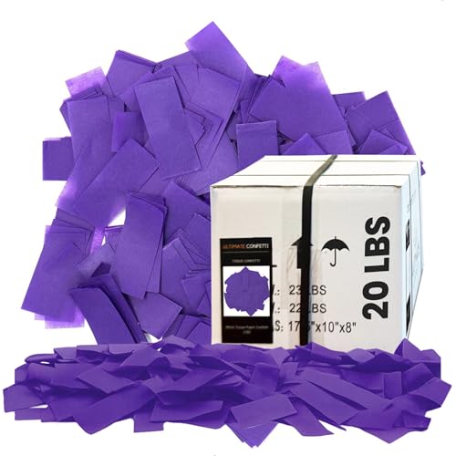 Image of Ultimate Confetti, Purple Biodegradable Confetti - Rectangular Fluttering Tissue Paper Confetti for Cannon and Launcher use - Best for Gender Reveal, Parties, Concerts and Weddings - 20 lb, 320 oz