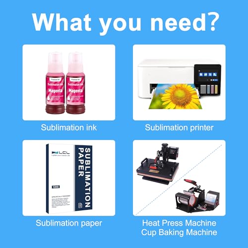 LCL 200ML Magenta Sublimation Ink Refill for Supertank Inkjet Printers ET-2720 ET-2760 ET-2800 ET-2803 ET-3760 ET-4700 ET-4800 ET-2400 Heat Press Transfer on T-Shirt Mug Mask (Autofill/Anti-UV) - Thumbnail 3
