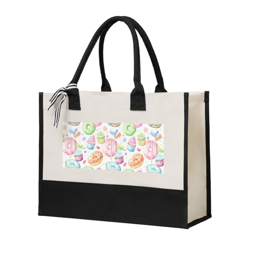 Sac fourre-tout en toile réutilisable et écologique au motif muffins