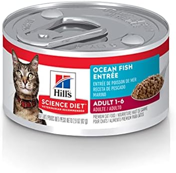 Hill’s Science Diet Wet Cat Food, Adult, Minced Ocean Fish Recipe, 2.9 oz. Cans, 24-Pack