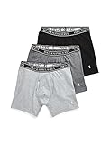 POLO RALPH LAUREN Men's Stretch Classic Fit Boxer Briefs, Trunks & Long Leg Available, 3-Pack, Andover Heather/Charcoal Heather/Black-3 Pack, Medium