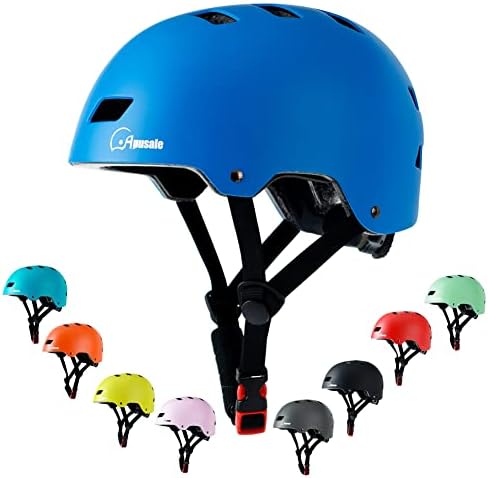 Bike Skateboard Helmet, Adjustable and Multi-Sport for Skate Scooter, 3 Sizes for Adult Youth Kids Toddler (Blue)
