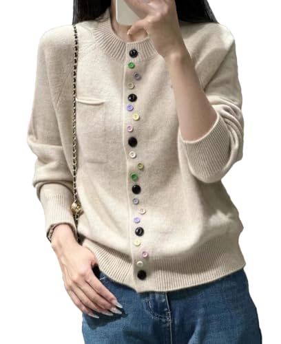 Cardigan Sweaters for Women Wool Cardigan Women's O-Neck Cardigan Long Sleeve Sweater Jacket Tops